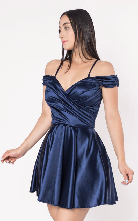 VESTIDO ALDANA CORTO AZUL | ALEXA LEE