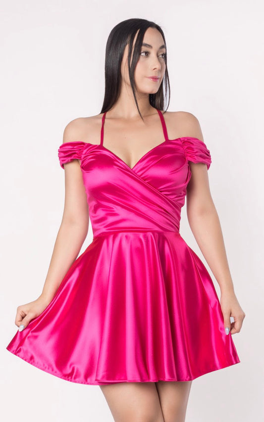 VESTIDO ALDANA CORTO FUCSIA | ALEXA LEE