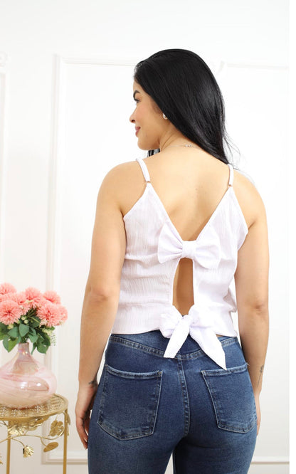 BLUSA BLANCA LAZO | DELFIN ROSA