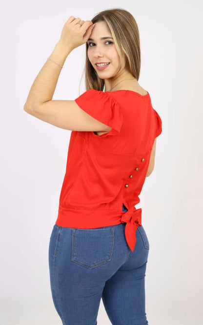 BLUSA ROJA MANGA CORTA | DELFIN ROSA