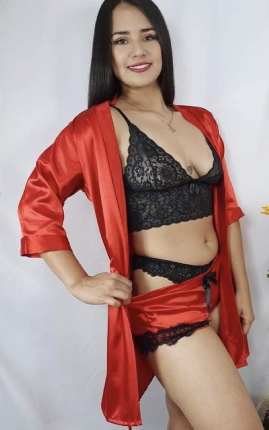 PIJAMA SEXY 4 PIEZAS ROJO | DIVAS