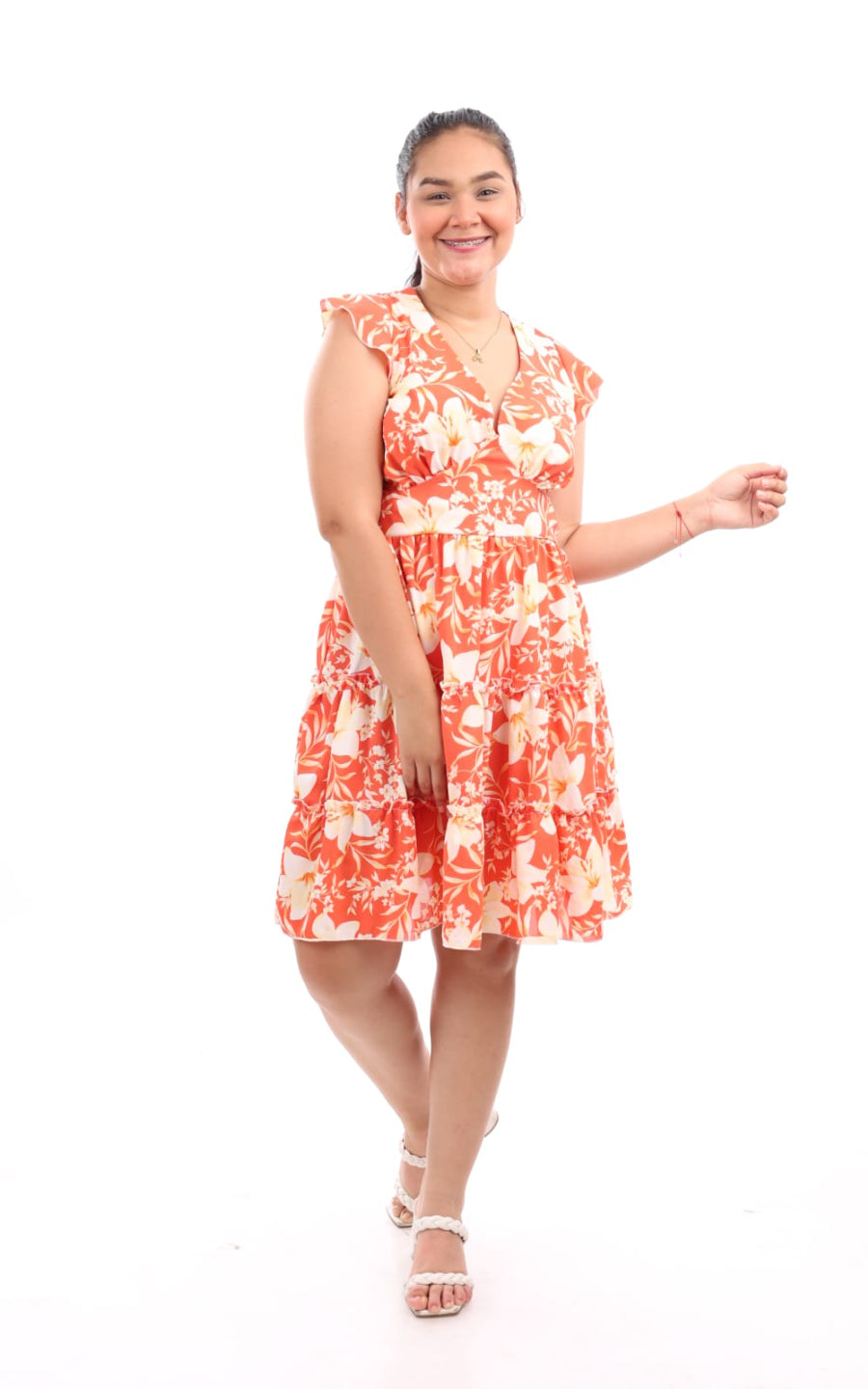 VESTIDO ITALA NARANJA FLOREADO | ZACAY