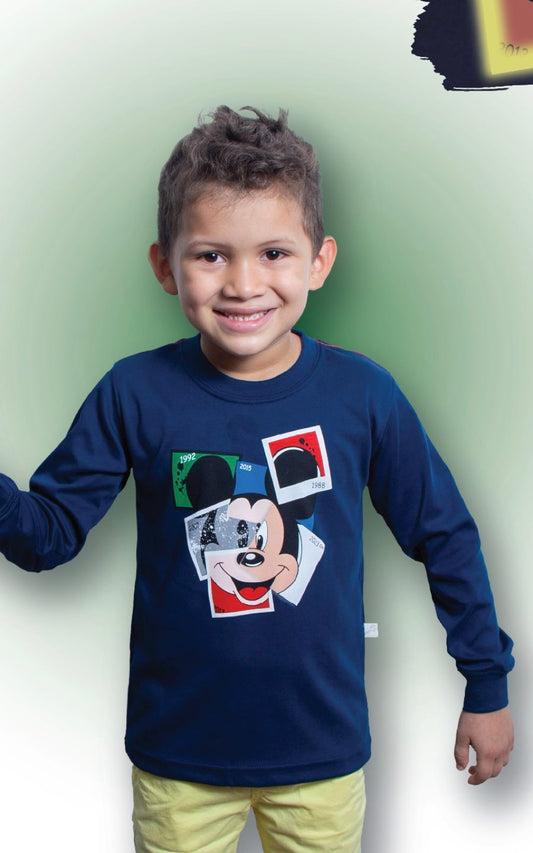 POLO MANGA LARGA MICKEY AZUL | CHUPETIN