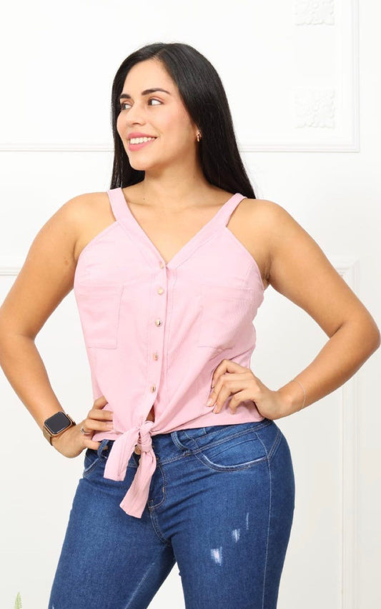 BLUSA MANGA CERO ROSA | DELFIN ROSA