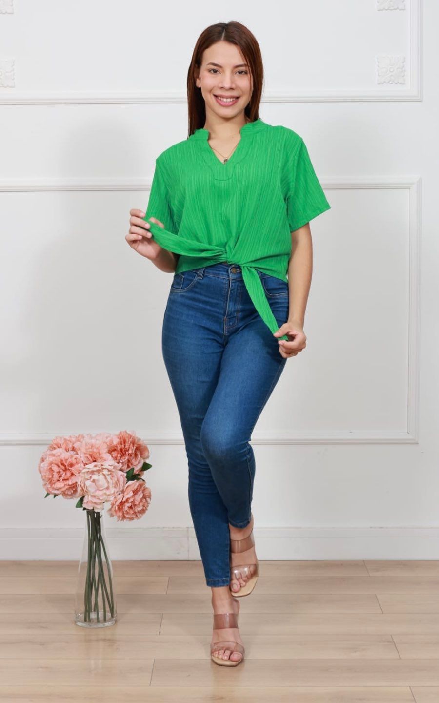 BLUSA VERDE NUDO | DELFIN ROSA