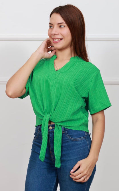 BLUSA VERDE NUDO | DELFIN ROSA